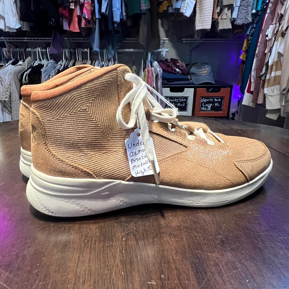 Under Armour Metallic/Gold Bronze  High-Top Sneakers